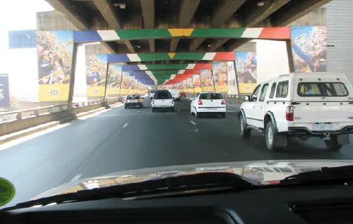 Driving on the M1 Highway in Joburg