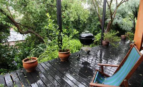 Rainy back yard in Melville