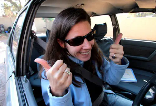 Heather driving in Joburg