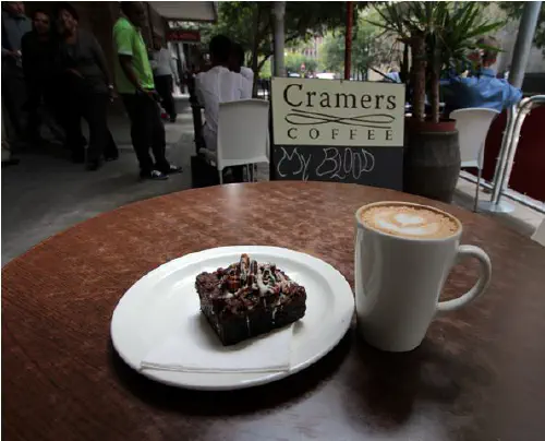 Coffee and brownie from Cramer's