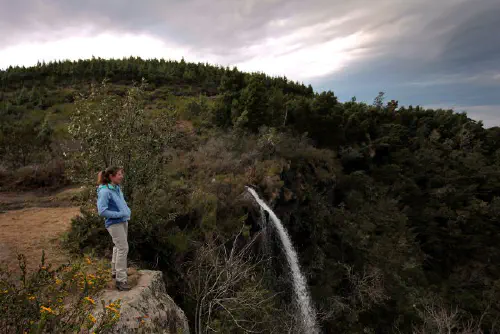 Heather at a waterfall in Hogsback