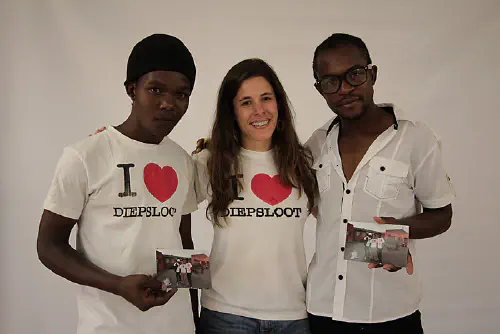 Heather with guys in Diepsloot