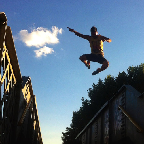 Gareth jumping