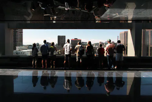 Tour guests at the top of the Reef Hotel
