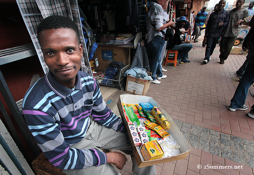 Sidewalk salesman