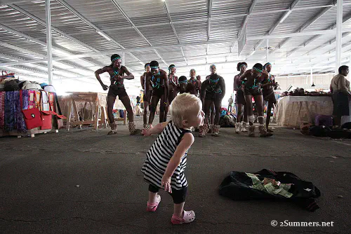 Girl dancing at market