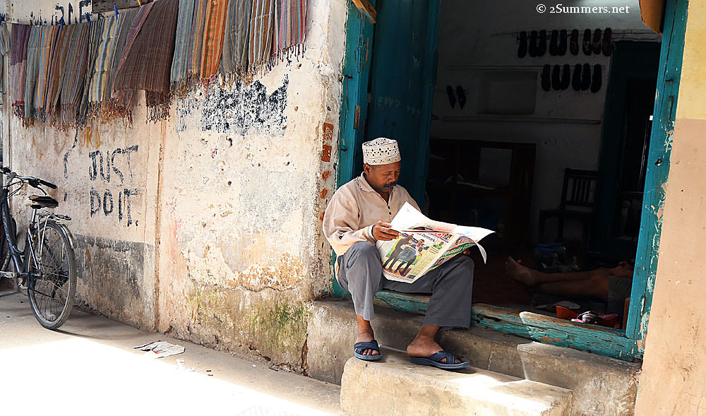 Reading-in-doorway