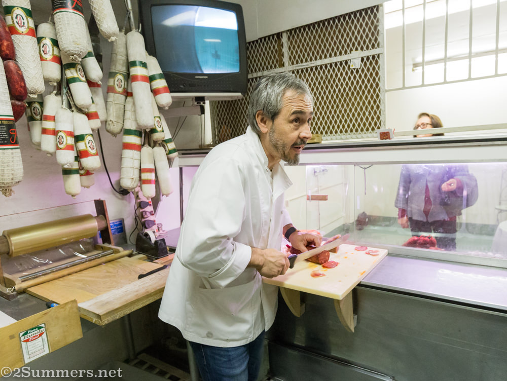Slicing chorizo