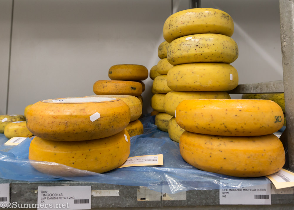 Stacks of cheese at La Marina