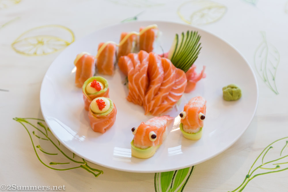 Salmon sushi platter from La Marina