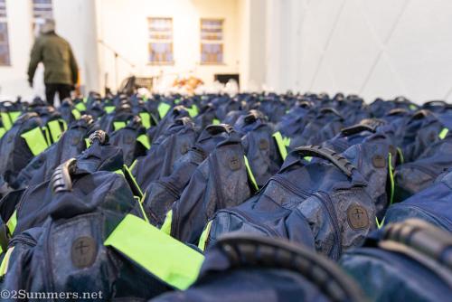 Backpacks full of food
