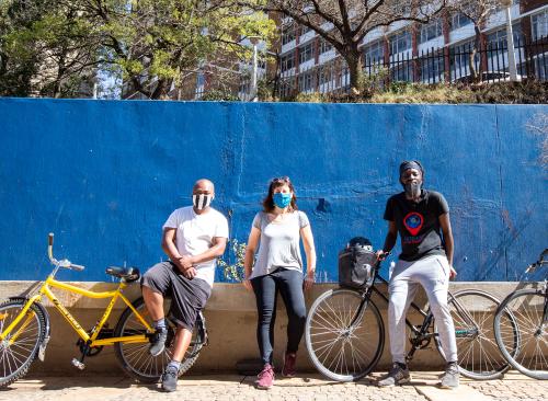 Heather, Ty, and Franck before cycling tour