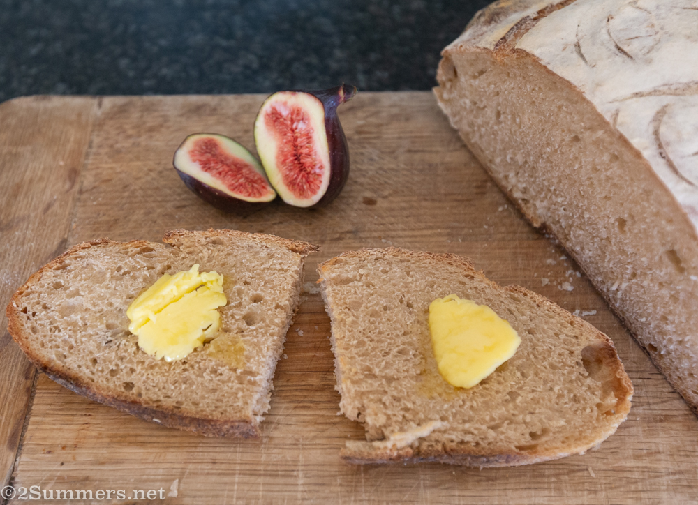 Breakfast of bread, butter, and figs