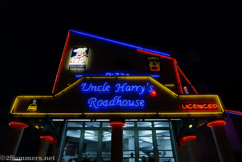 Neon sign at Uncle Harry's Roadhouse