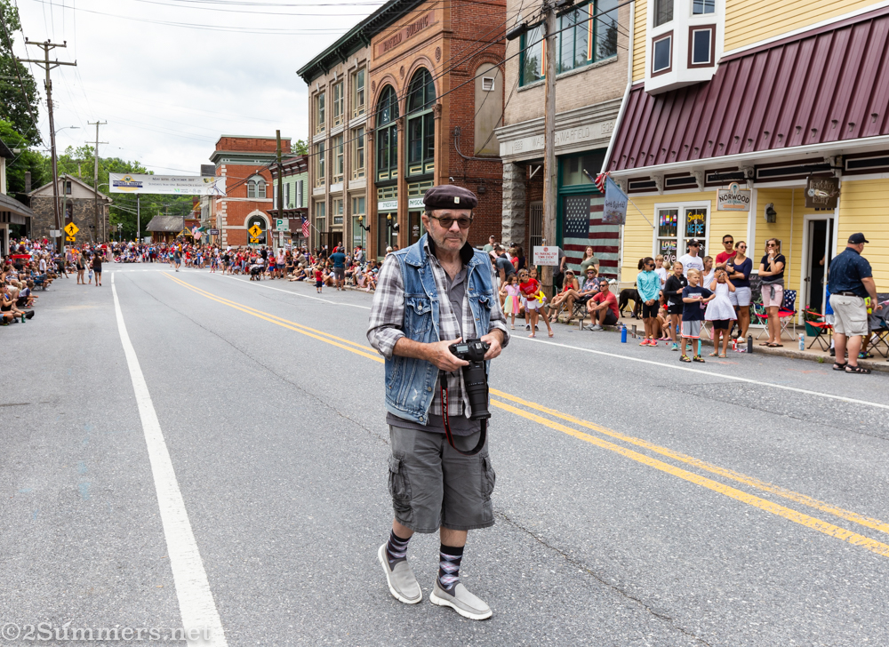 Dad taking pictures of the parade