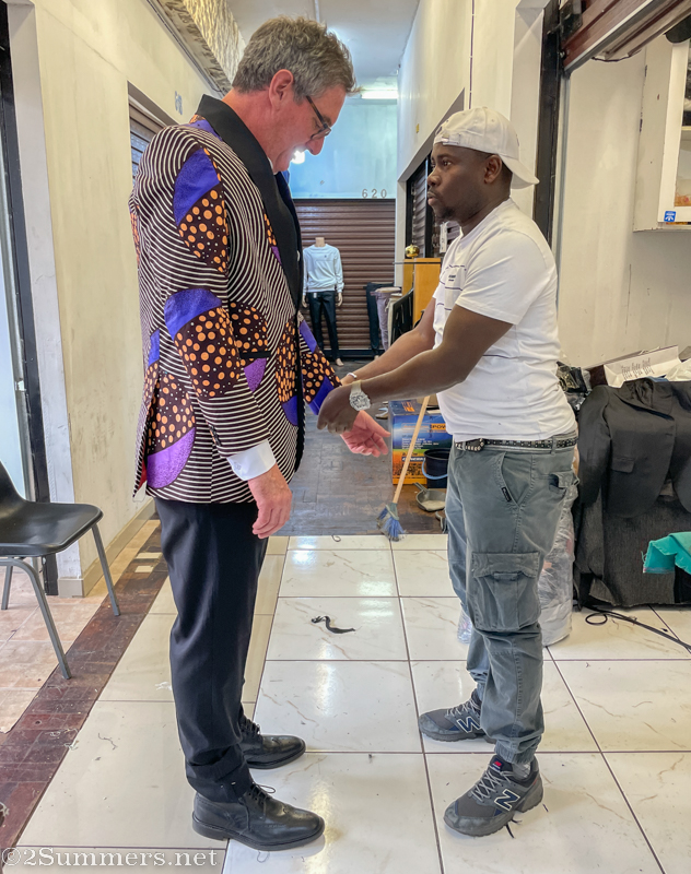 Trying on suit