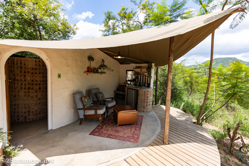 Tipi kitchen and sitting area